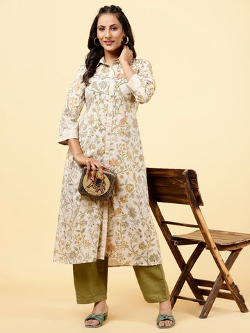 Printed Cotton Kurta With Pants