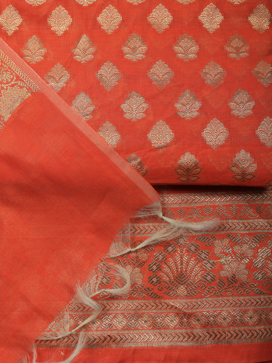 Woven Design Chanderi Unstitched Suit With Pant &amp; Dupatta