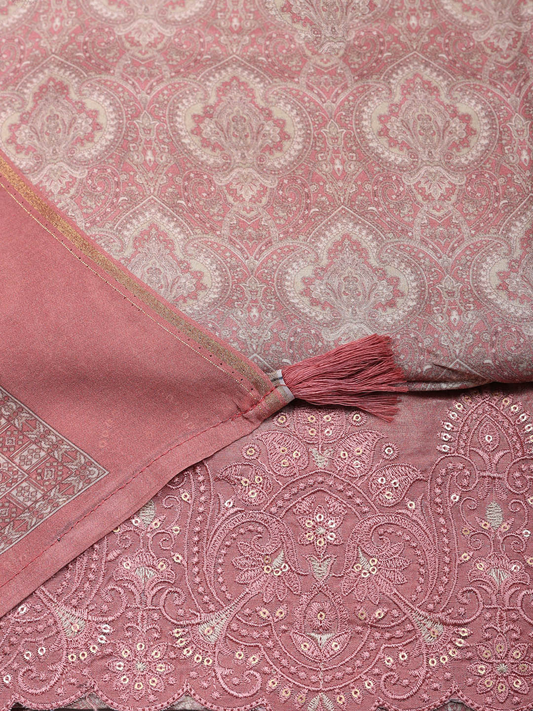 Embroidered Muslin Unstitched Suit With Pant &amp; Dupatta