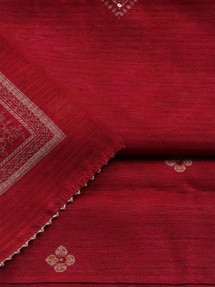 Embroidered Chanderi Unstitched Suit With Dupatta