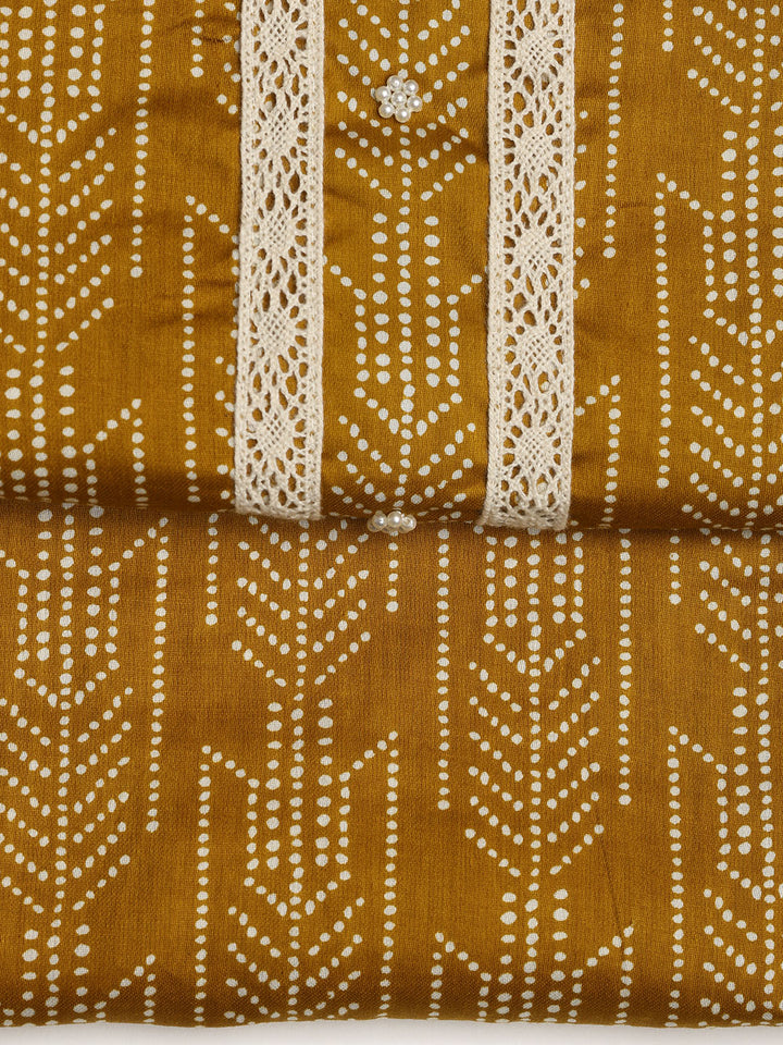 Printed Cotton Blend Unstitched Suit With Dupatta