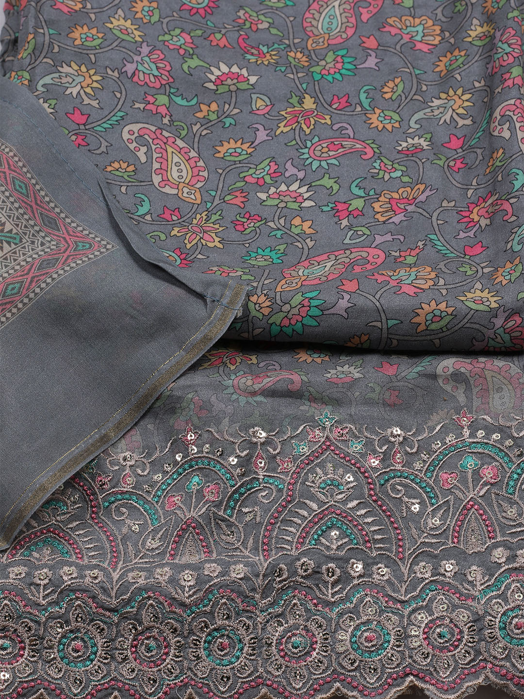 Printed Muslin Unstitched Suit With Dupatta