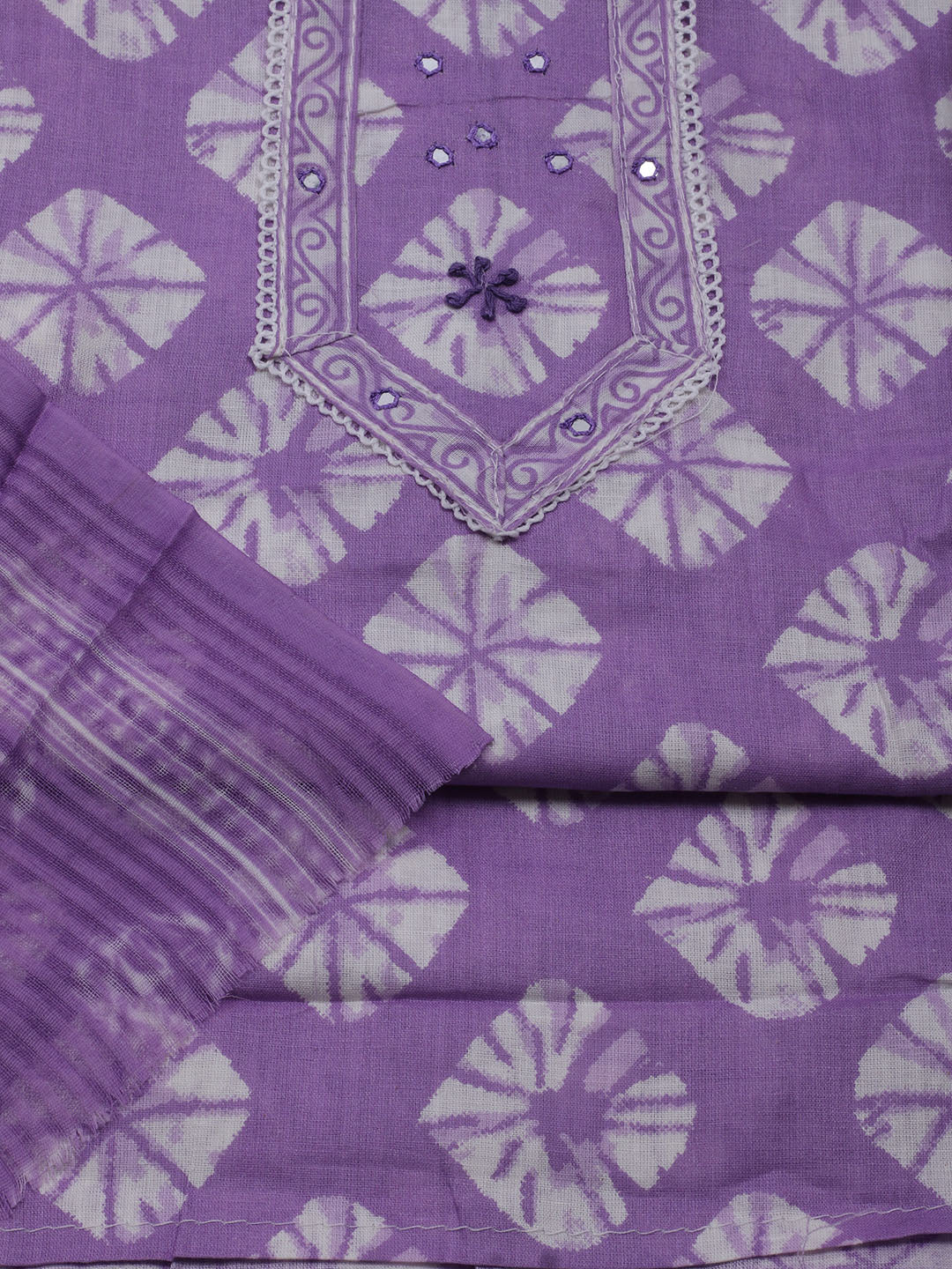 Printed Cotton Blend Unstitched Suit With Dupatta