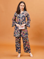 Digital Printed Cotton Blend Kurta With Pants