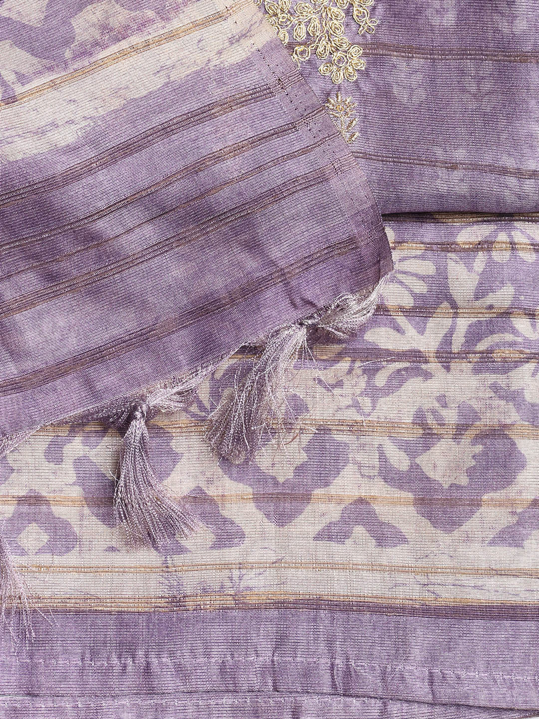 Neck Embroidered Chanderi Unstitched Suit With Dupatta