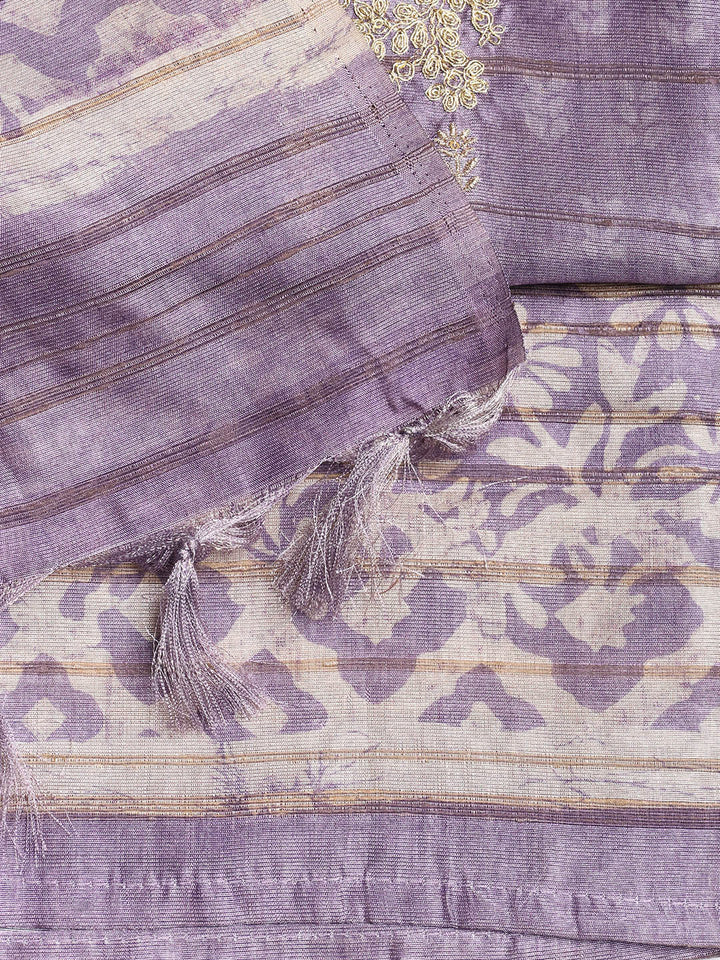 Neck Embroidered Chanderi Unstitched Suit With Dupatta