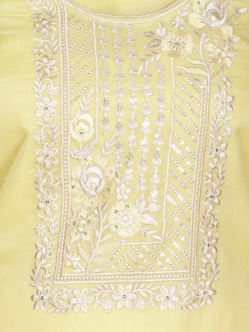 Neck Embroidered Organza Unstitched Suit Piece With Dupatta