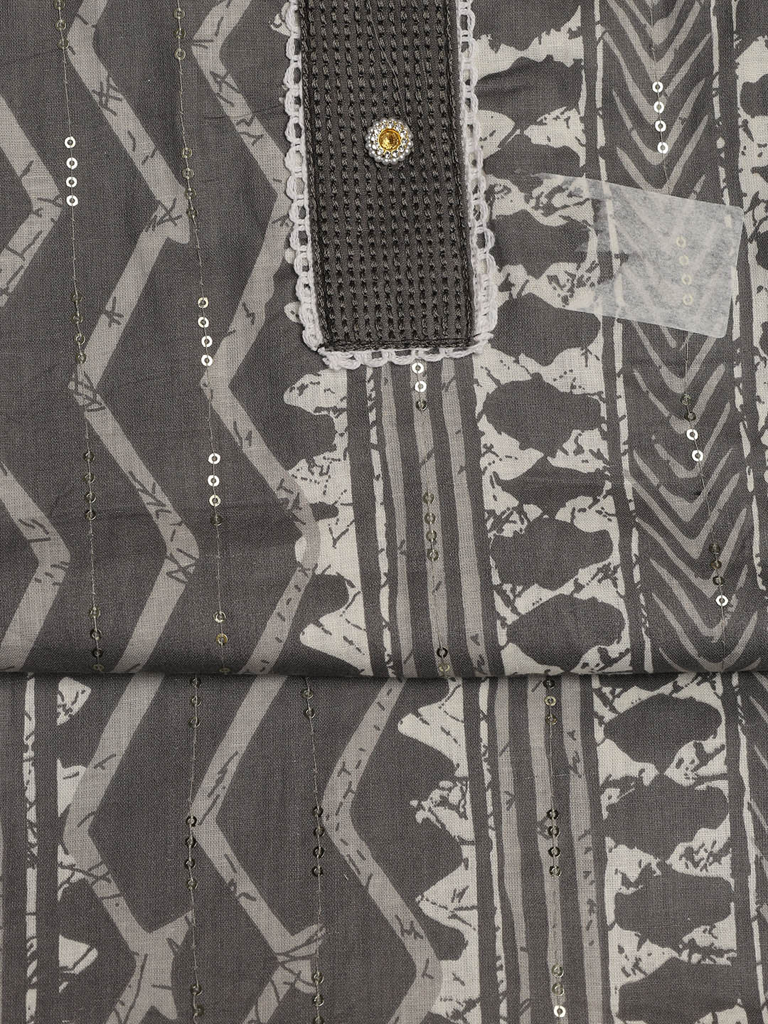 Printed Cotton Blend Unstitched Suit With Dupatta