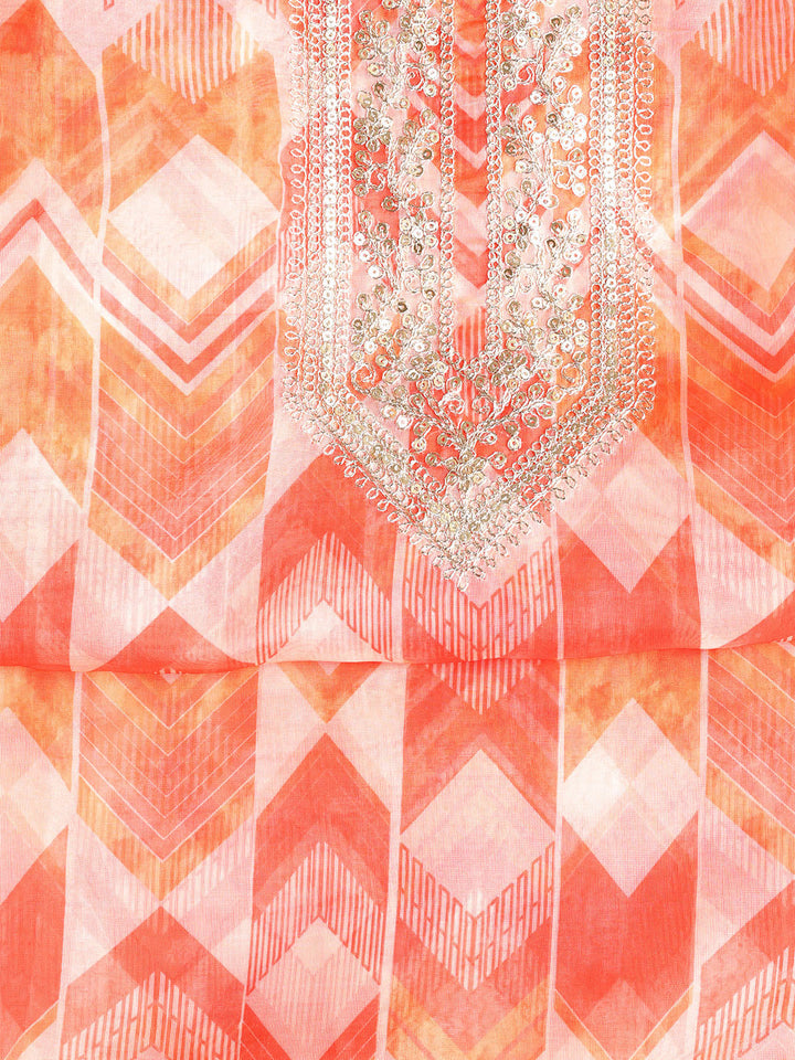 Embroidered Organza Unstitched Suit With Dupatta