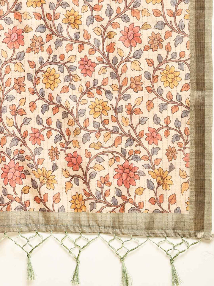 Printed Tussar Saree