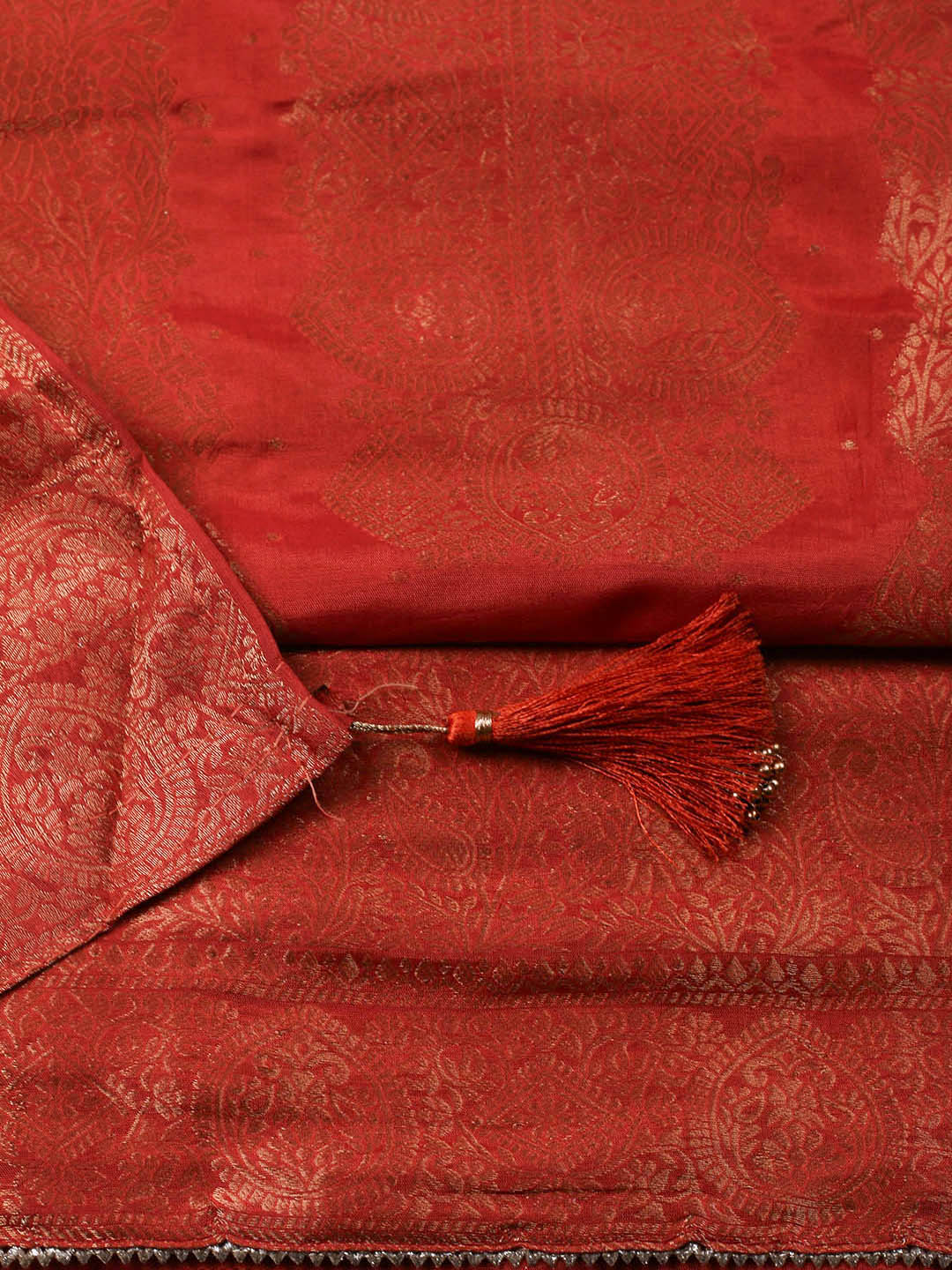 Woven Design Chanderi Unstitched Suit With Pant &amp; Dupatta