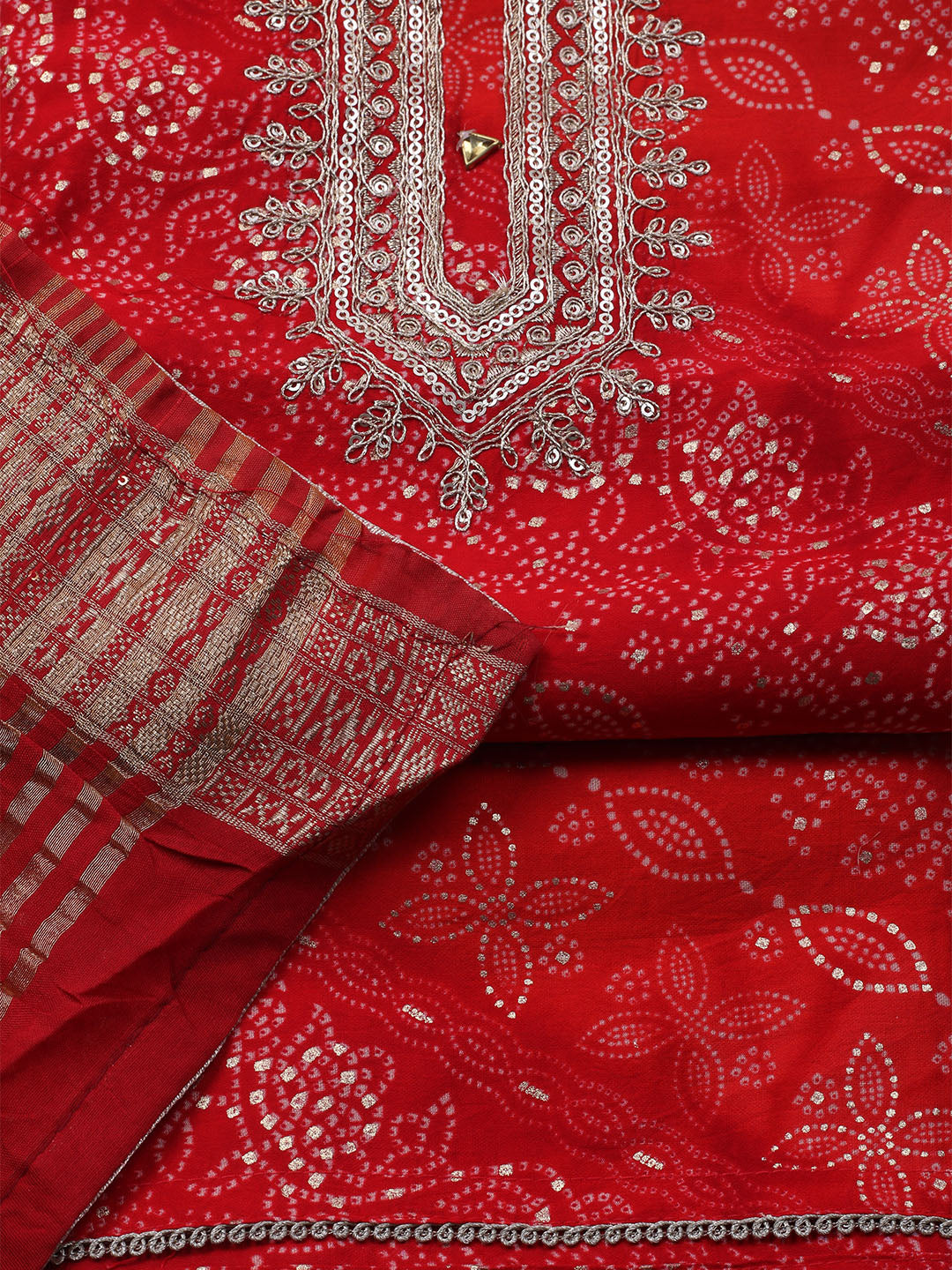Neck Embroidered Cotton Blend Unstitched Suit With Dupatta
