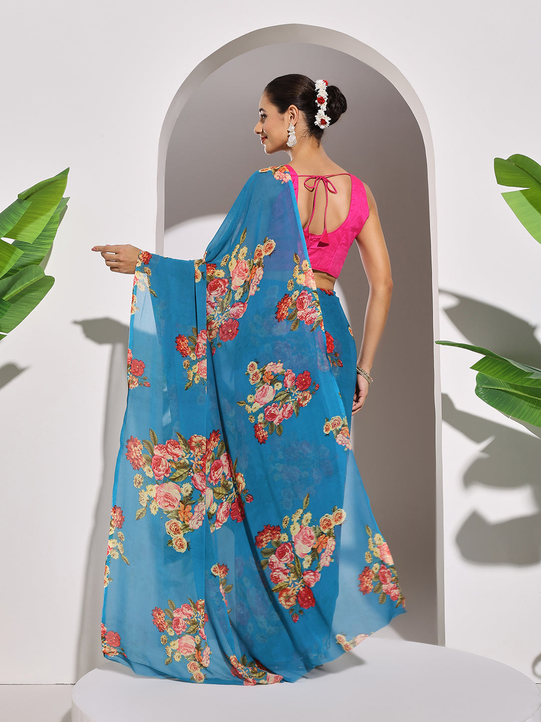 Floral Printed Georgette Saree