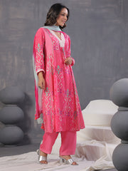 Neck Embroidery Muslin Kurta With Pants & Dupatta