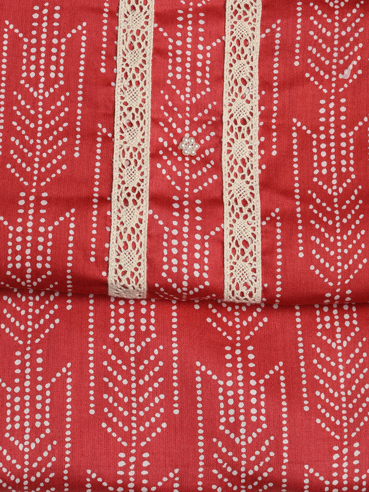 Printed Cotton Blend Unstitched Suit With Dupatta