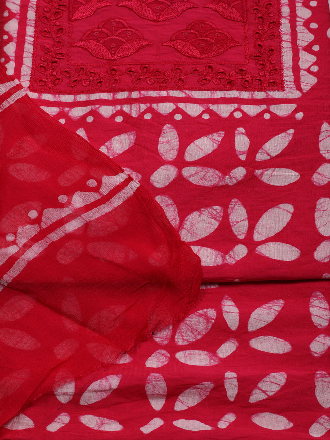 Printed Cotton Blend Unstitched Suit With Dupatta