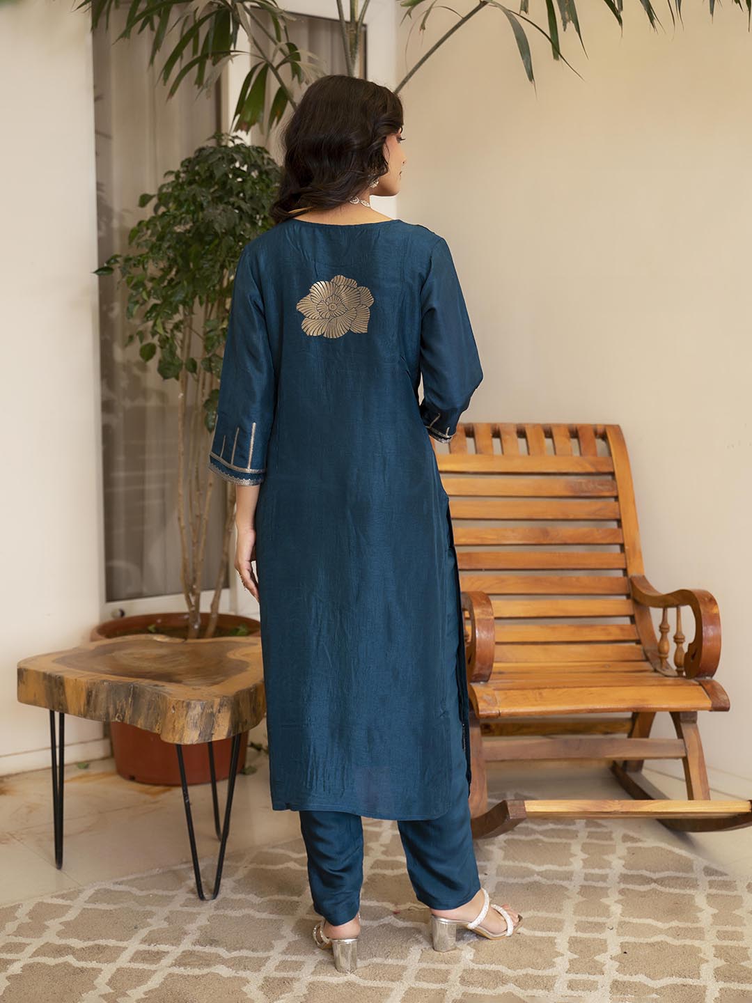 Woven Design Silk Kurta With Pant &amp; Dupatta