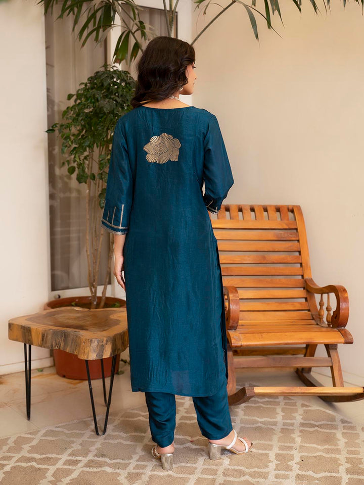 Woven Design Silk Kurta With Pant &amp; Dupatta