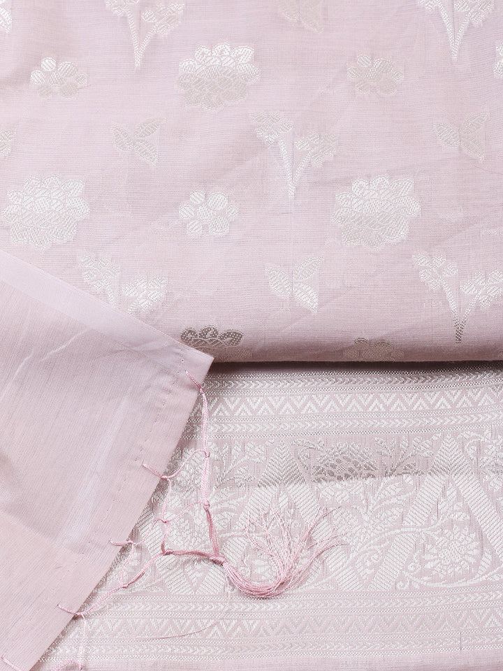 Woven Design Chanderi Unstitched Suit With Pant &amp; Dupatta