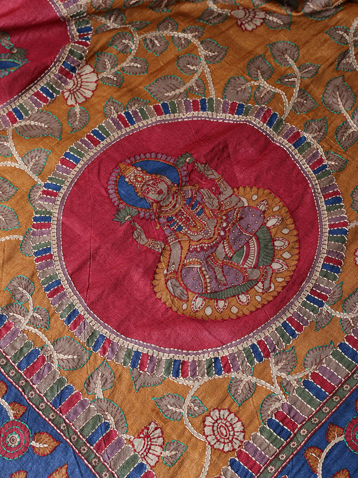 Printed Tussar Unstitched Kurta With Pant &amp; Dupatta