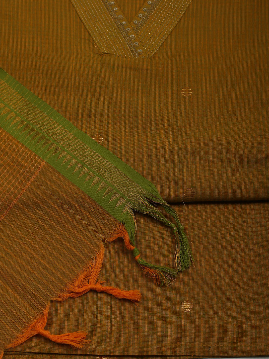Neck Embroidered Cotton Blend Unstitched Suit With Dupatta