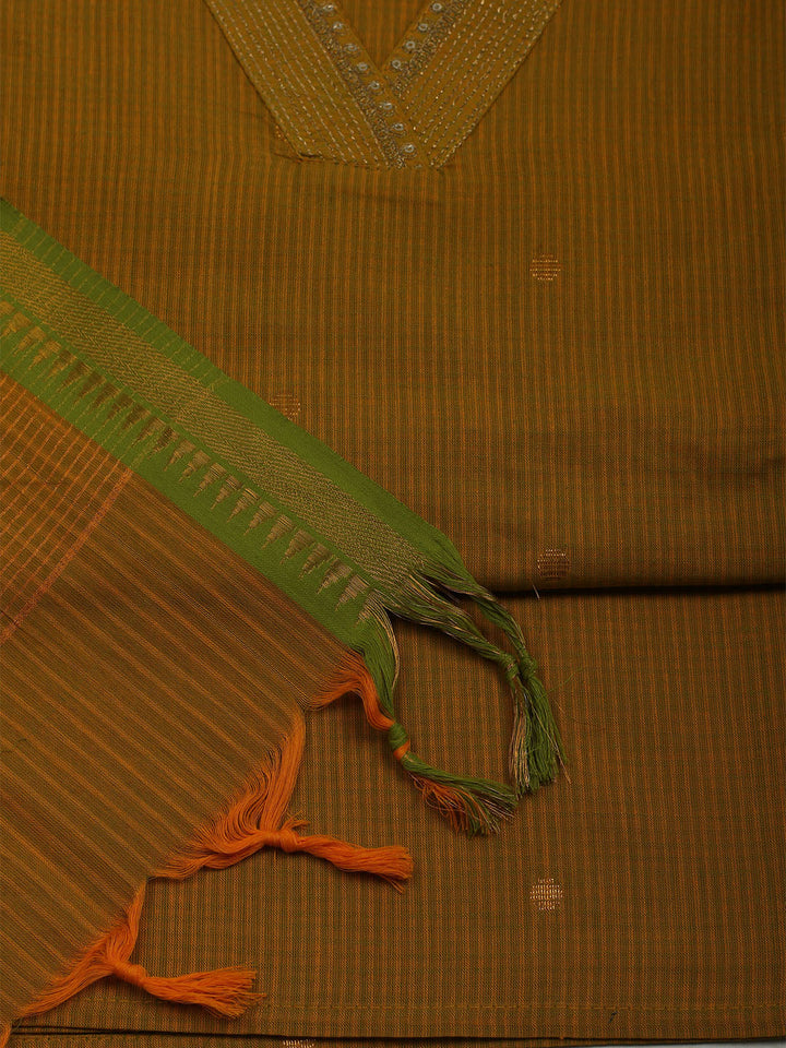 Neck Embroidered Cotton Blend Unstitched Suit With Dupatta