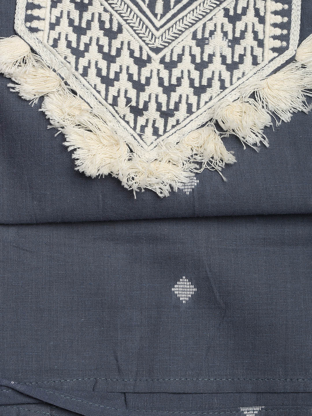 Neck Embroidered Cotton Blend Unstitched Suit With Dupatta