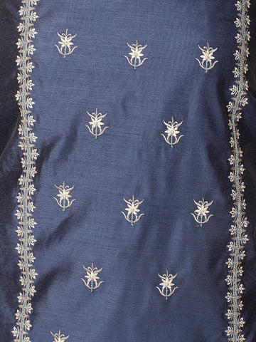 Panel Embroidery Chanderi Unstitched Suit Piece With Dupatta