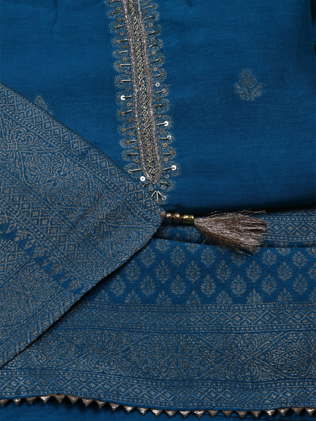 Kanjeevaram Chanderi Unstitched Suit With Dupatta