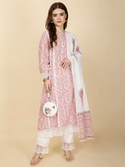 Printed Cotton Suit Set With Dupatta