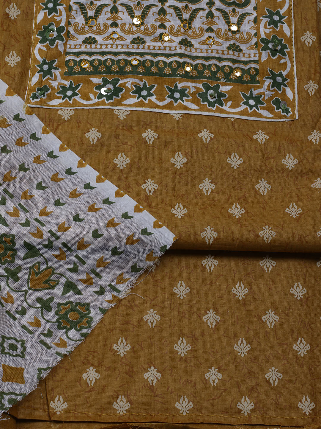 Printed Cotton Blend Unstitched Suit With Dupatta