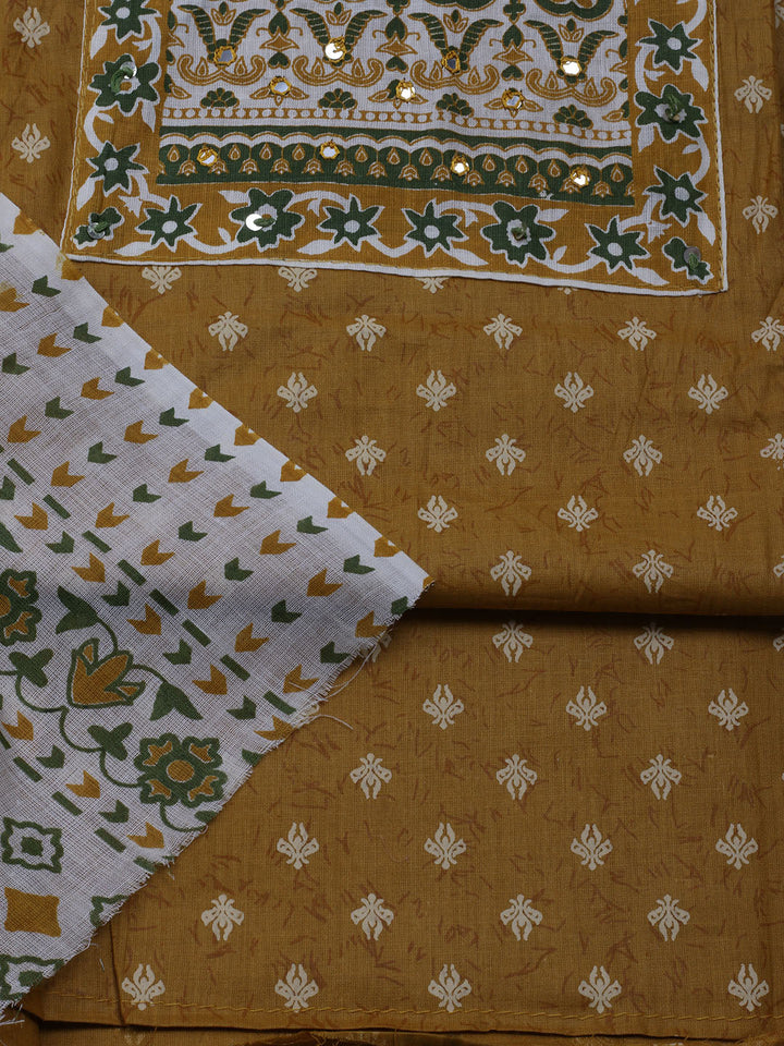 Printed Cotton Blend Unstitched Suit With Dupatta