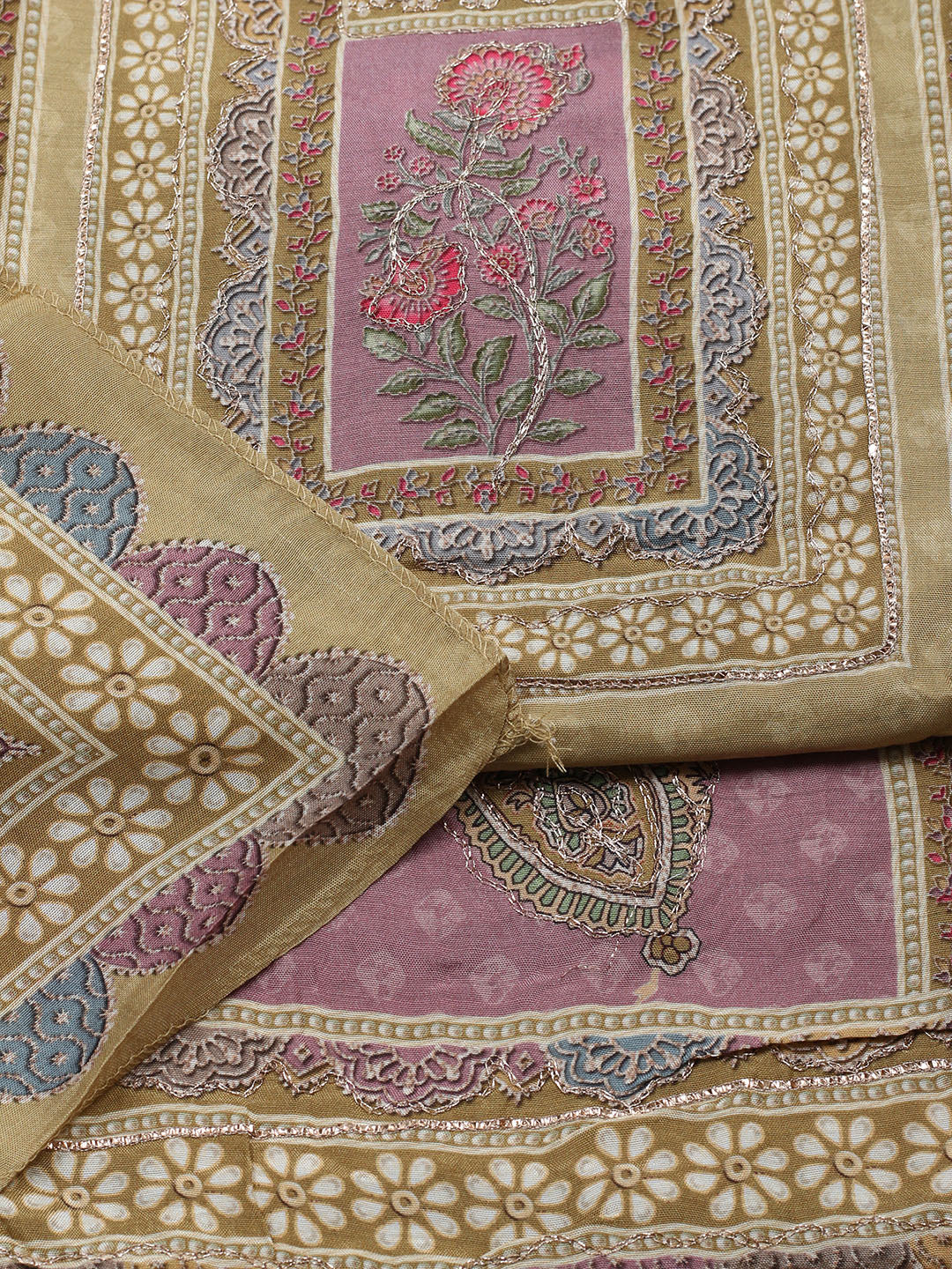 Embroidered Muslin Unstitched Suit With Pant &amp; Dupatta