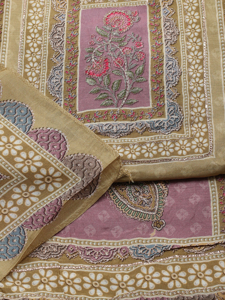 Embroidered Muslin Unstitched Suit With Pant &amp; Dupatta