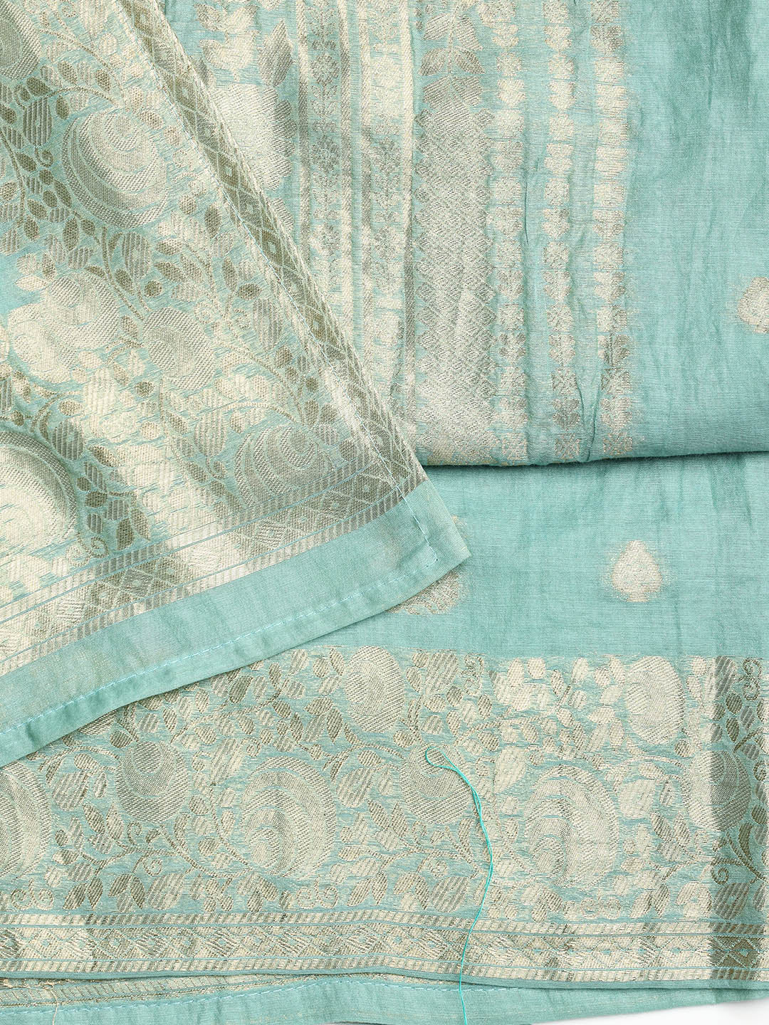 Woven Neck Chanderi Unstitched Suit With Dupatta
