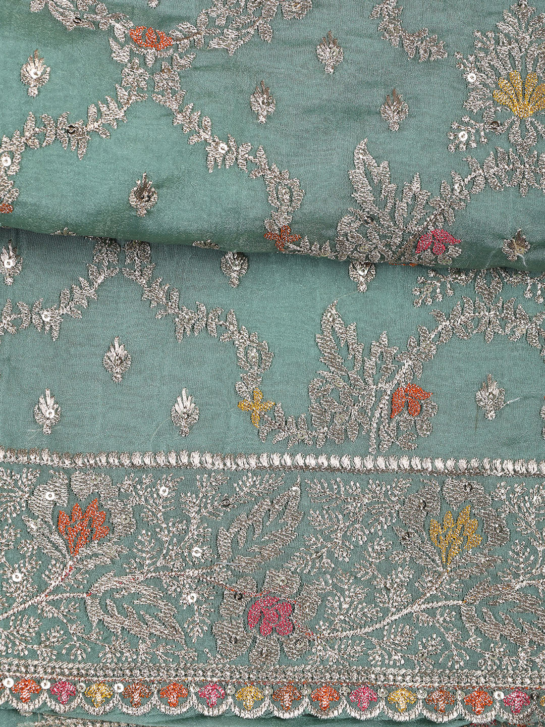 Embroidered Tissue Unstitched Suit With Dupatta