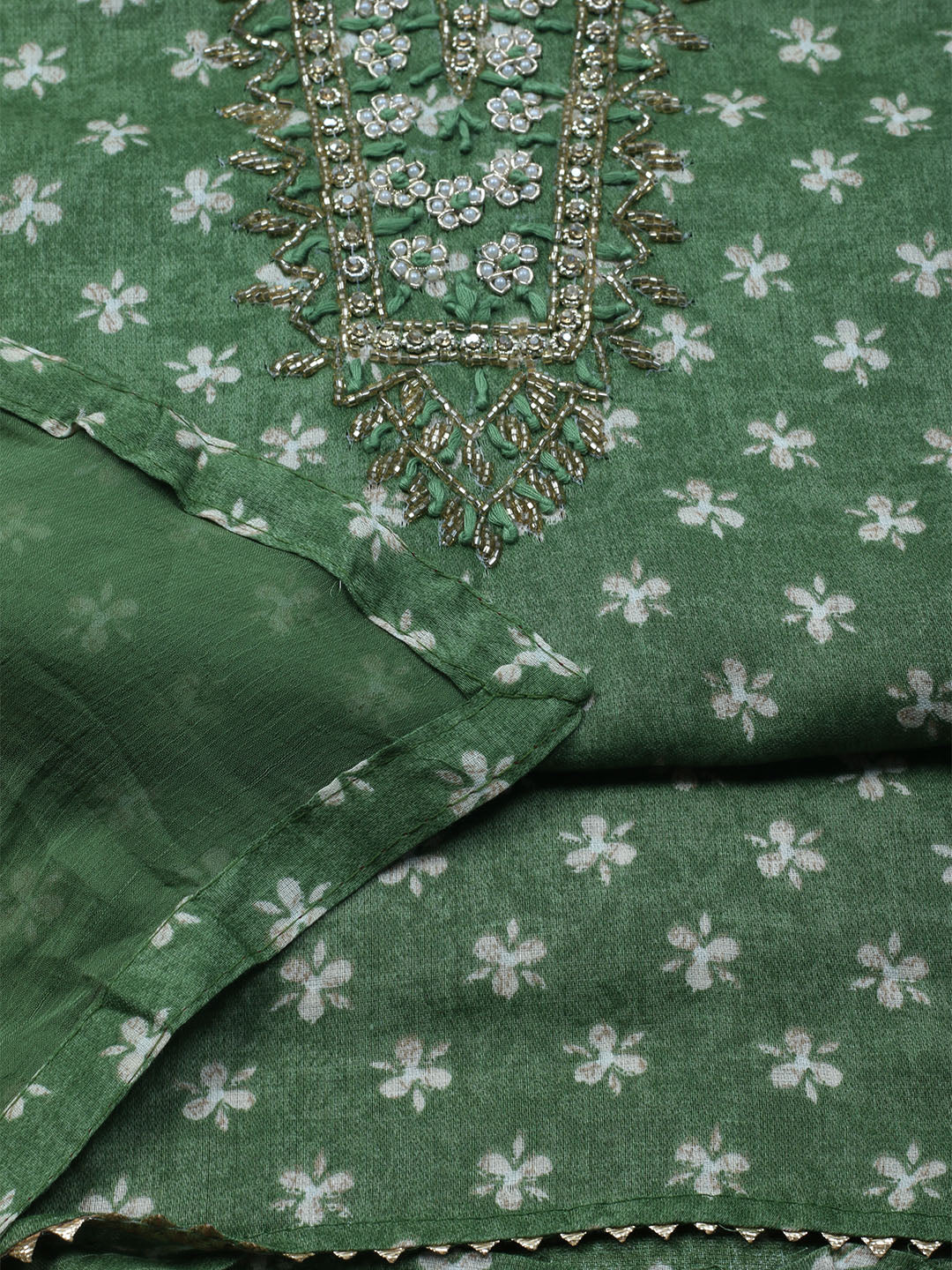 Embroidered Cotton Blend Unstitched Suit With Dupatta