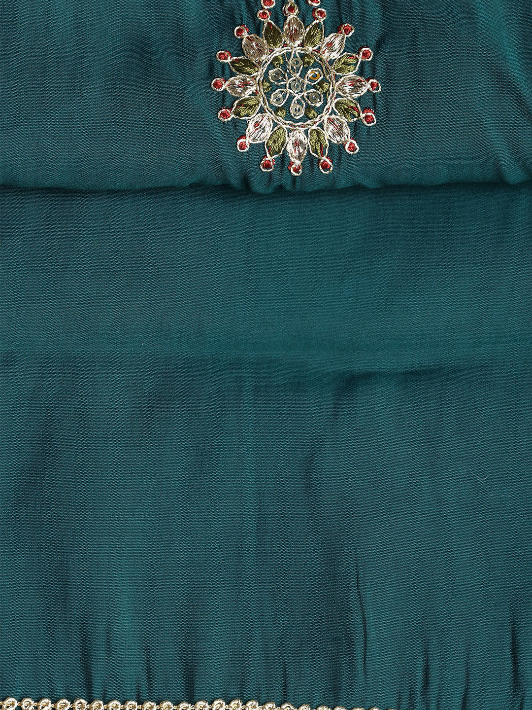 Neck Embroidered Chanderi Unstitched Suit With Dupatta