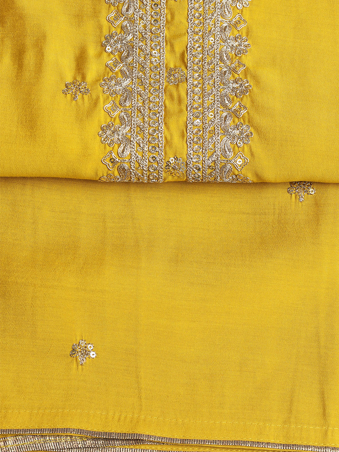 Neck Embroidered Chanderi Unstitched Suit With Dupatta