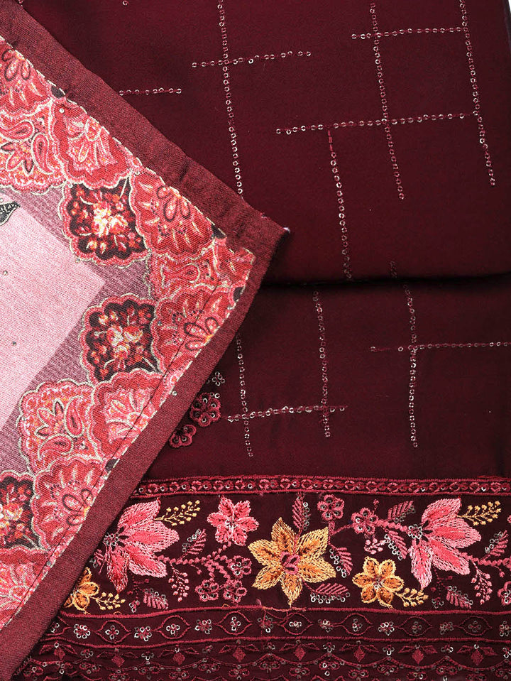 Woven Design Georgette Unstitched Suit With Pant &amp; Dupatta