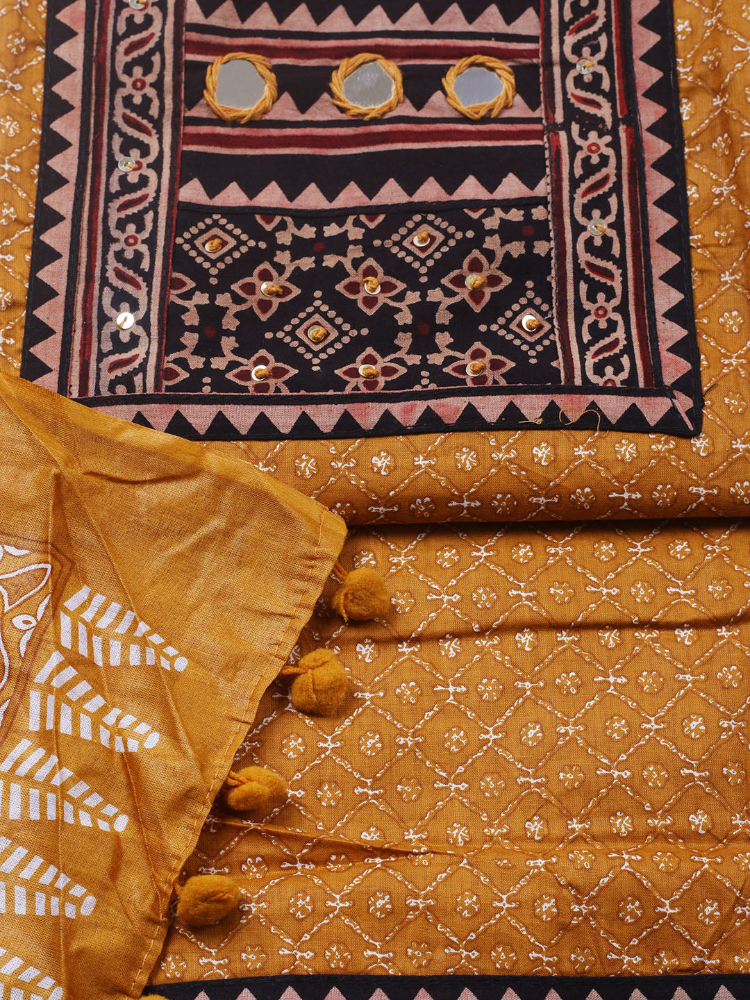 Printed Cotton Blend Unstitched Suit With Pant &amp; Dupatta