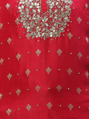 Neck Embroidered Organza Unstitched Suit Piece With Dupatta