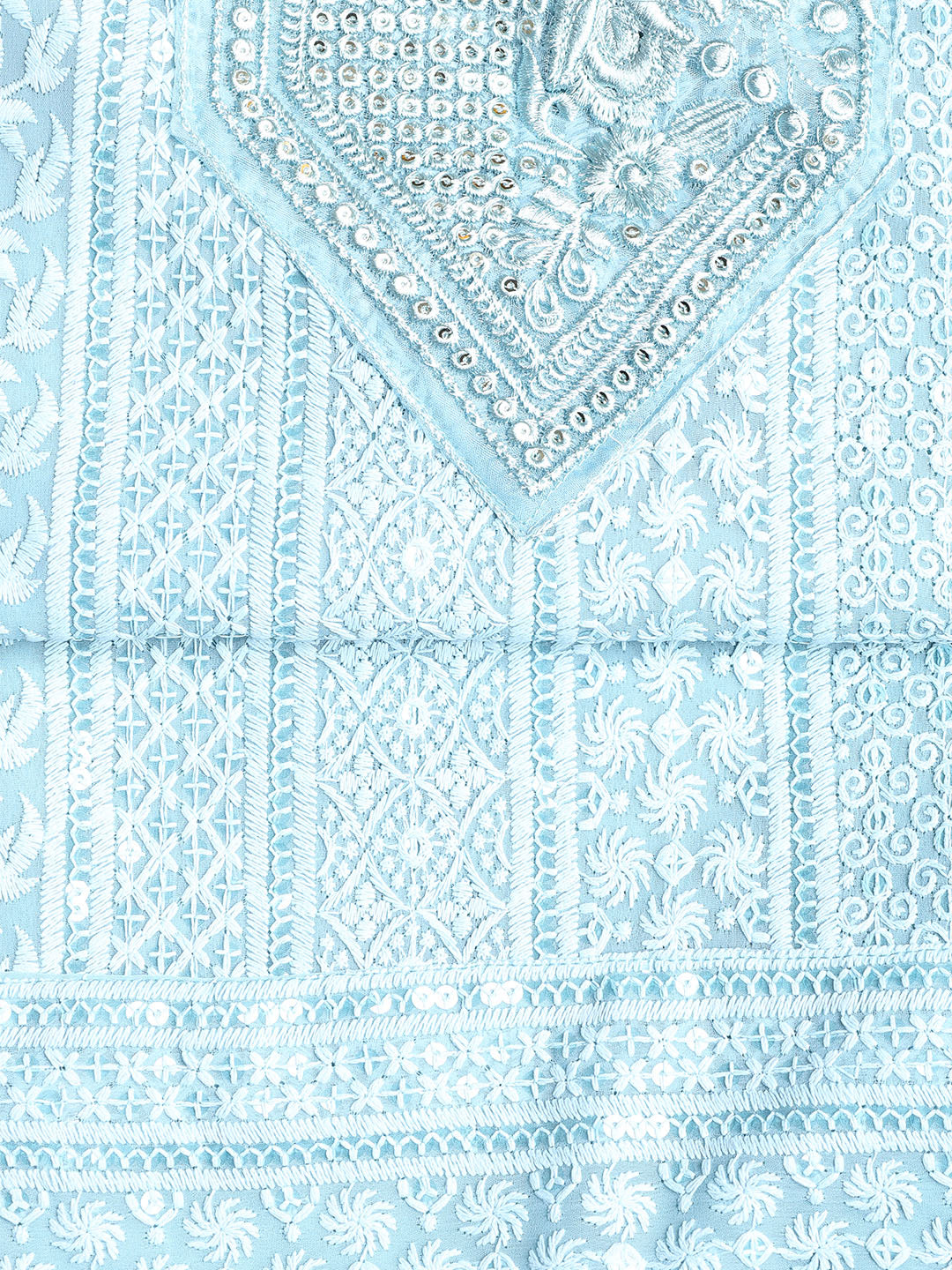 Chikan Work Georgette Unstitched Suit With Dupatta