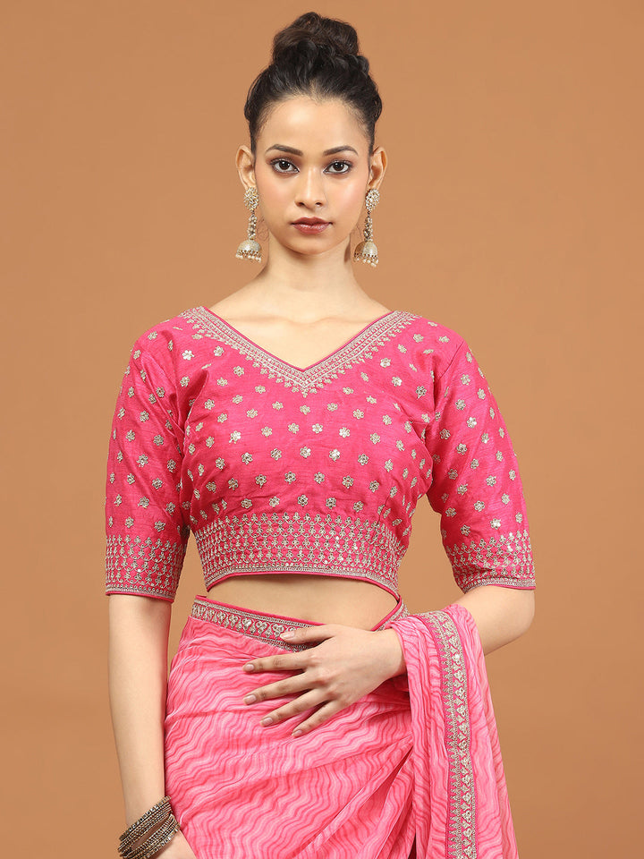 Zari Border Printed Organza Saree
