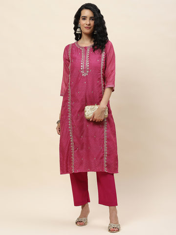 Gota Work Chanderi Kurta With Pants