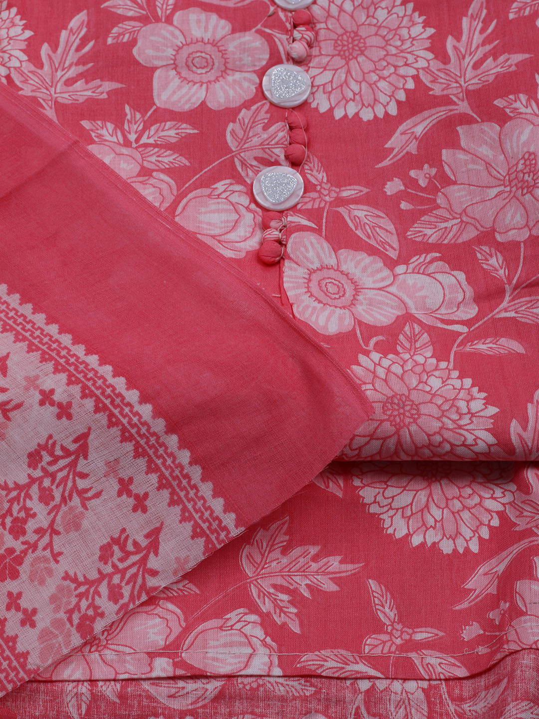 Printed Cotton Blend Unstitched Suit With Dupatta