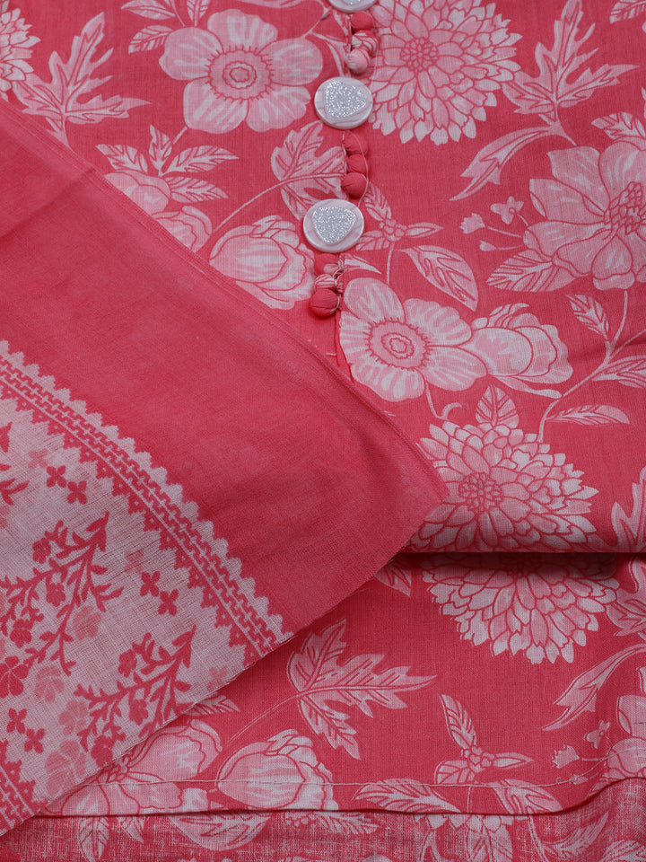 Printed Cotton Blend Unstitched Suit With Dupatta