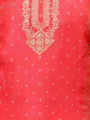 Neck Embroidered Chanderi Unstitched Suit Piece With Dupatta