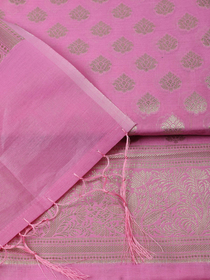 Woven Design Chanderi Unstitched Suit With Pant &amp; Dupatta