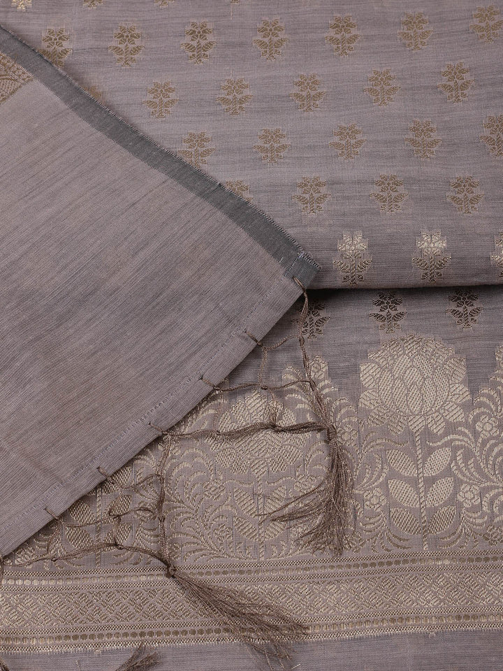 Woven Design Chanderi Unstitched Suit With Pant &amp; Dupatta